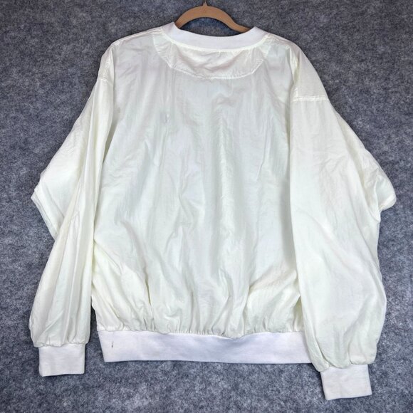 Vintage Mens L  PCC Embroidered White Pullover Windbreaker V-Neck Sweatshirt - Picture 5 of 12